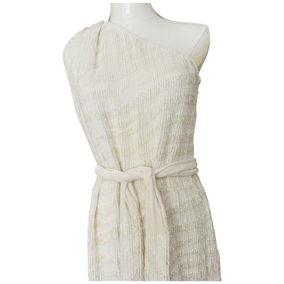 Retrofete Ella Sequin One Shoulder Mini Dress In White Size S - Picture 5 of 14